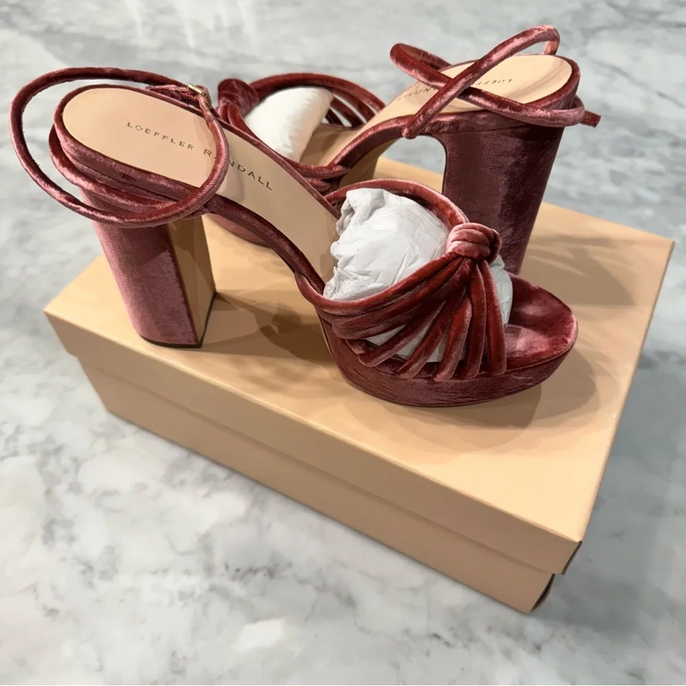Loeffler Randall Rivka Velvet Burgundy Knot Platform Sandal - Picture 6 of 10